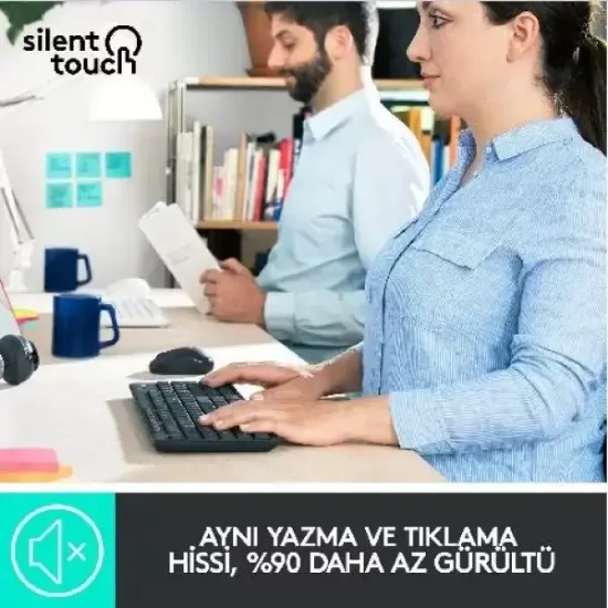 Logitech MK295 920-009804 Silent Touch Sessiz Kablosuz Klavye Mouse Seti resmi