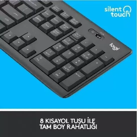 Logitech MK295 920-009804 Silent Touch Sessiz Kablosuz Klavye Mouse Seti resmi